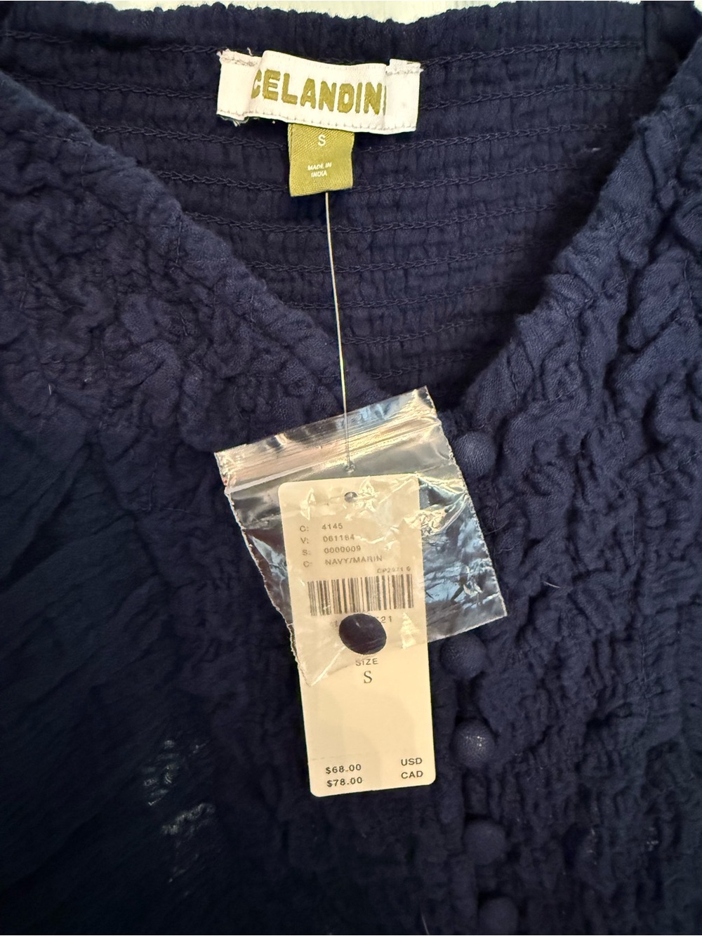 Anthropologie Celandine brand Navy Ruffled-Strap Cropped Button Cami - Picture 3 of 3